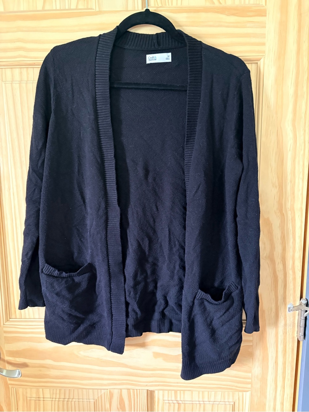 croft & barrow Black Open-Front Women's Cardigan with Pockets